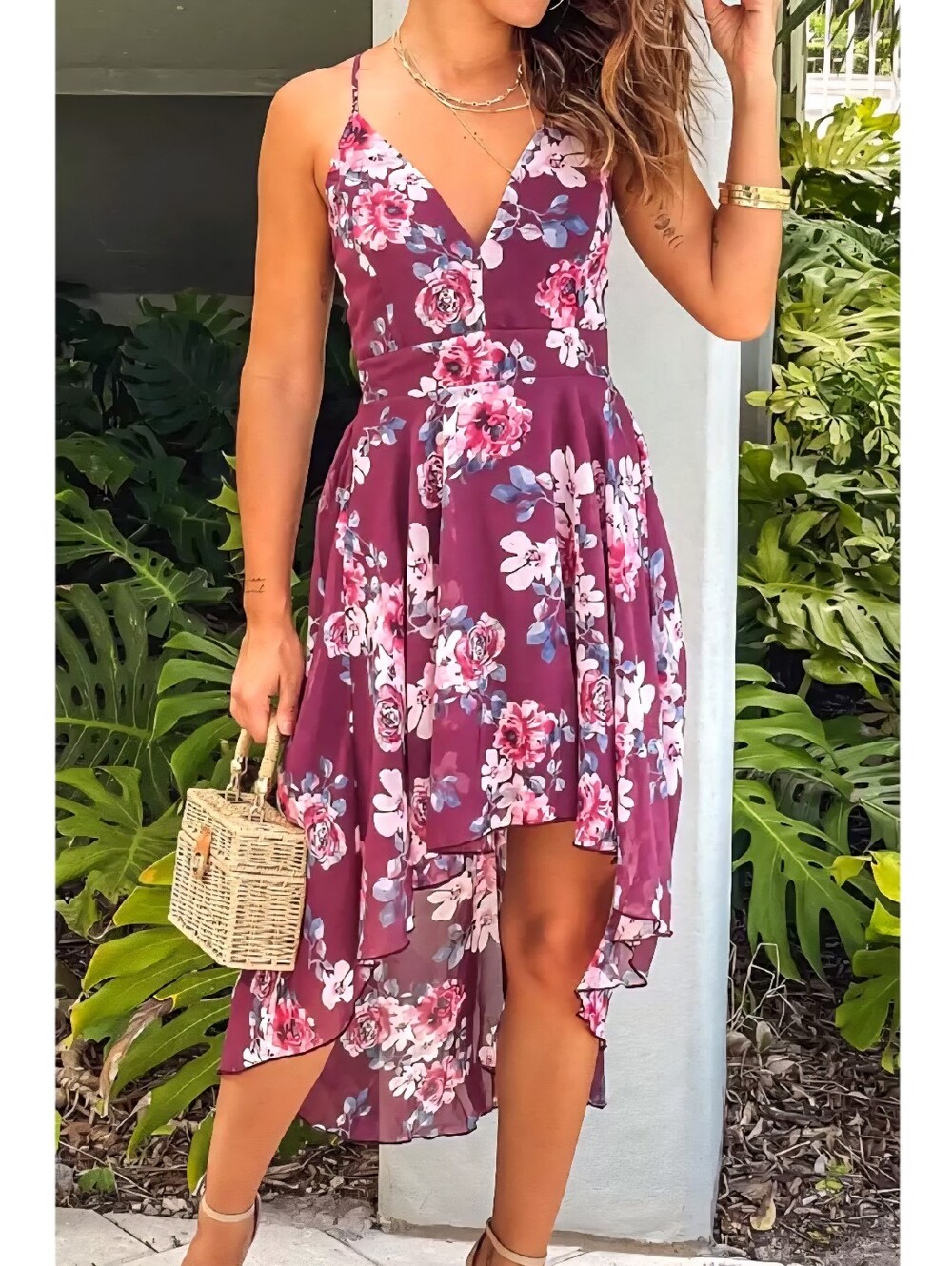 LAST ONE! High-low Floral Dress With Lace Back - Picture 4 of 6